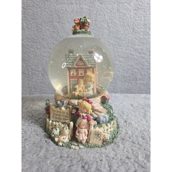 San Francisco Music Box Co Heart Tugs Musical Snow Globe Friends Home House WBox - Picture 2 of 9